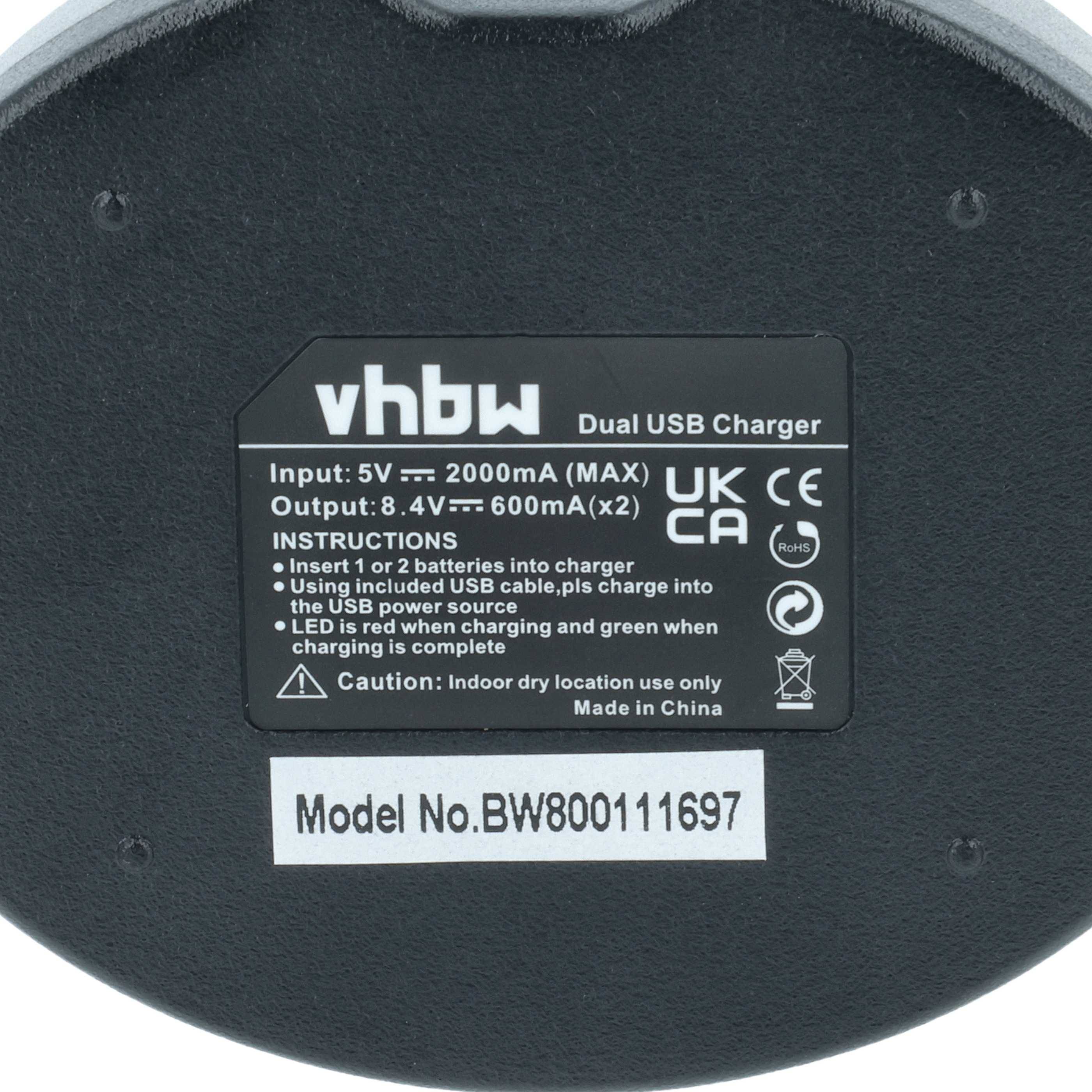 vhbw Dual USB-C Ladegerät kompatibel mit Canon EOS 3000D | 4000D, Kiss X70, Kiss X50, Kiss X80, Kiss X90 Kamera --3