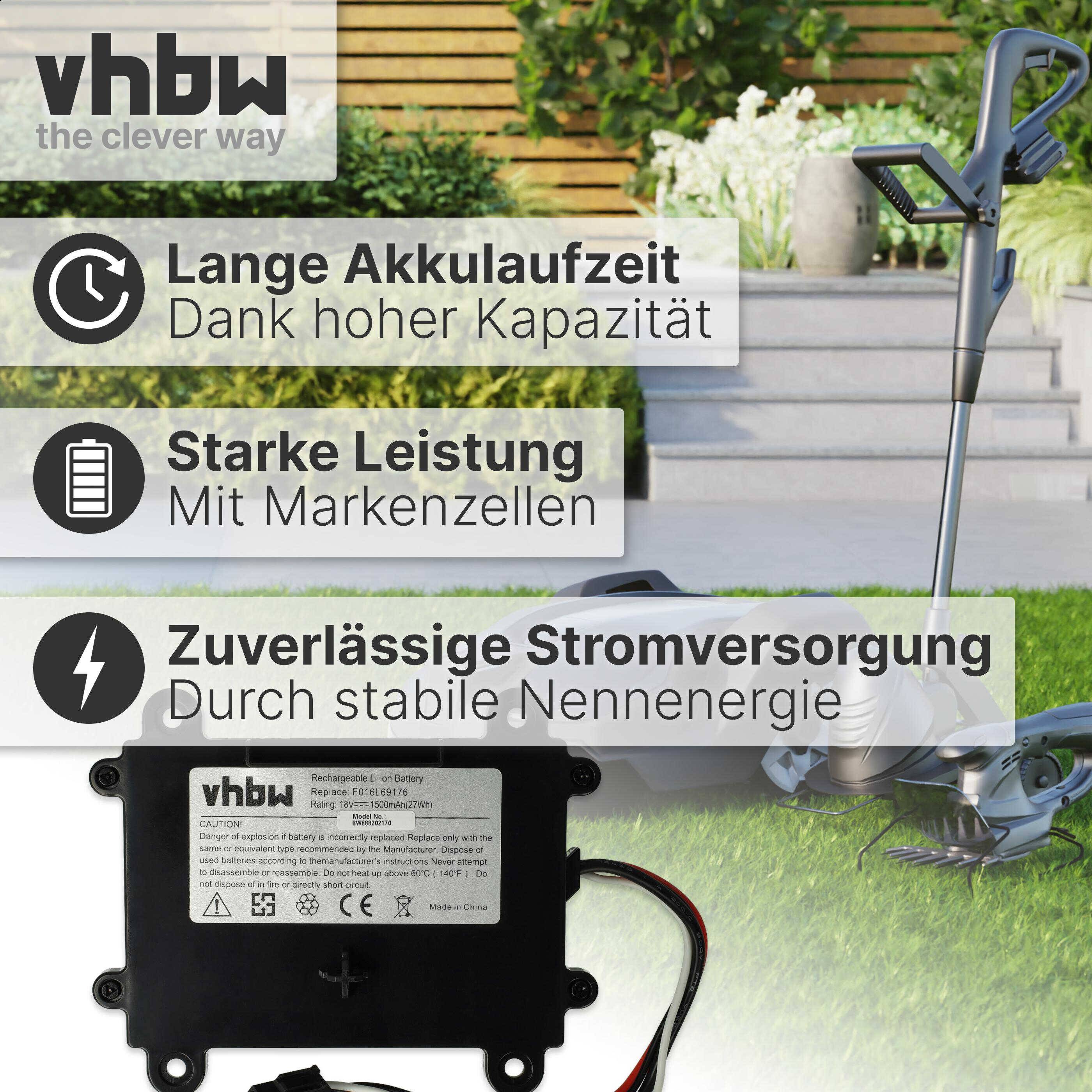 vhbw Akku Ersatz für Bosch F 016 104 898 | F016104898, F016L69176 für Rasenroboter Rasenmäher (1500mAh, 18V, Li-Ion)-2