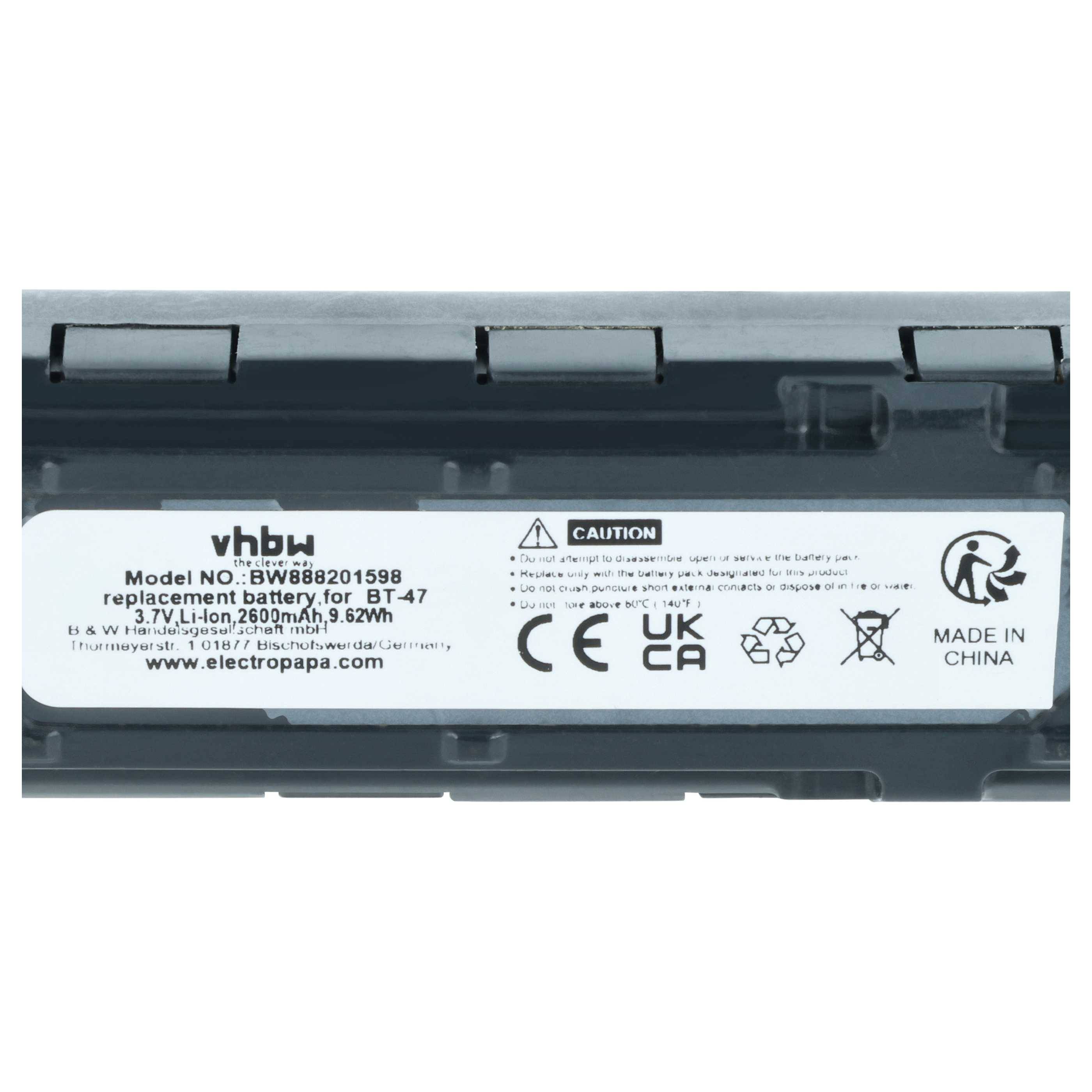 vhbw 2x Akku Ersatz für Datalogic TW18050652 | 128004721, BT-47, RBP-GM45 für Barcodescanner POS (2600 mAh, 3,7 V-3