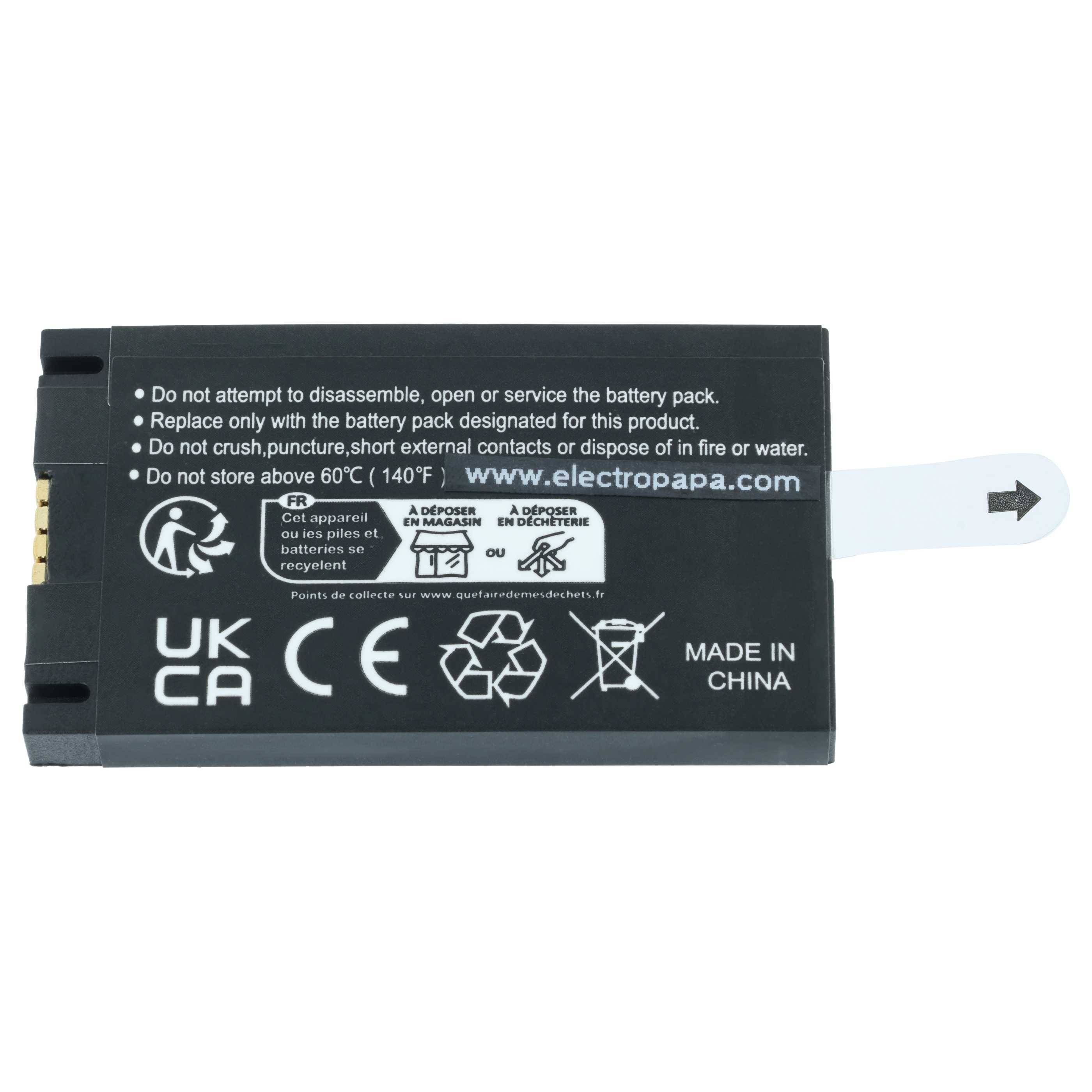 vhbw 2x Akku Ersatz für Datalogic 11300794 | 3H21-00000370, 94ACC0083, 800065-56 für Barcodescanner POS (1100 mAh, 3,7 V-2