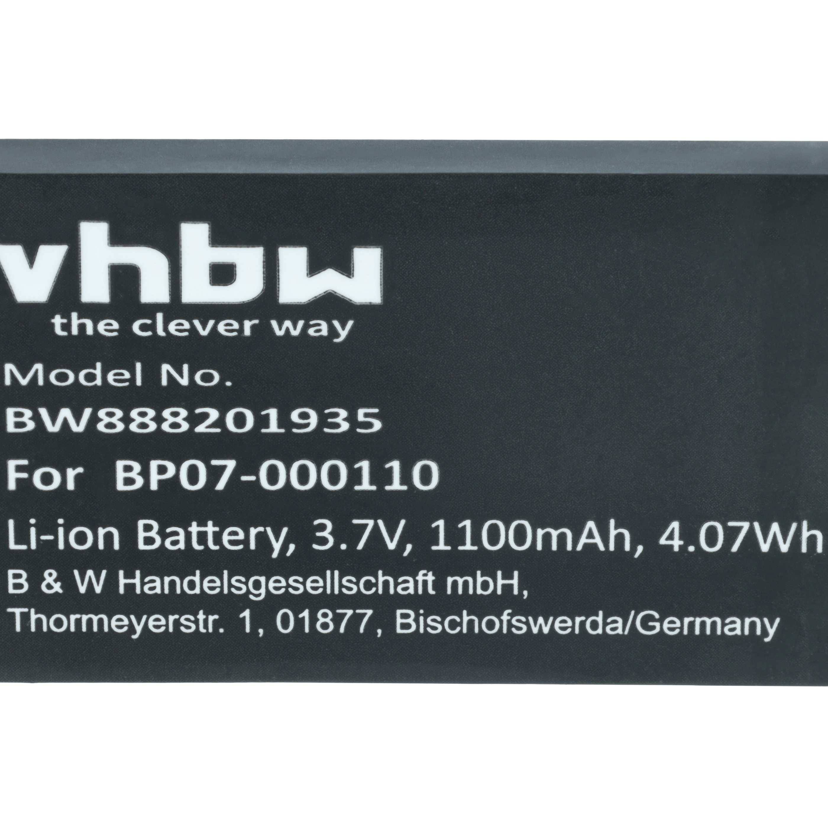 vhbw 5x Akku Ersatz für Datalogic 11300794 | 3H21-00000370, 94ACC0083, 800065-56 für Barcodescanner POS (1100 mAh, 3,7 V-3