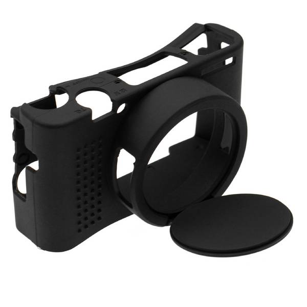 vhbw Hülle kompatibel mit Sony Cybershot DSC-RX100M7 Kamera | Case, Silikon Schwarz, Extra Schutz für Kameralinse