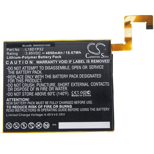 vhbw Akku kompatibel mit Lenovo Smart Tab X605 | X605C, M10, TB-X605FC, TB-X605F Tablet Pad (4850 mAh, 3,85 V