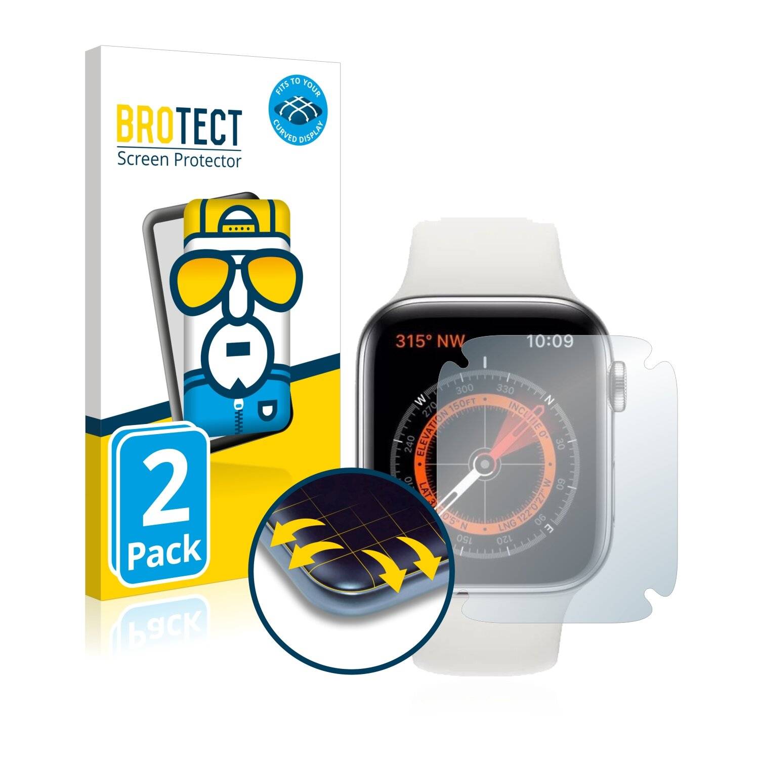2x BROTECT Flex Full-Cover Displayschutzfolie für Apple Watch Series 5 (44-0