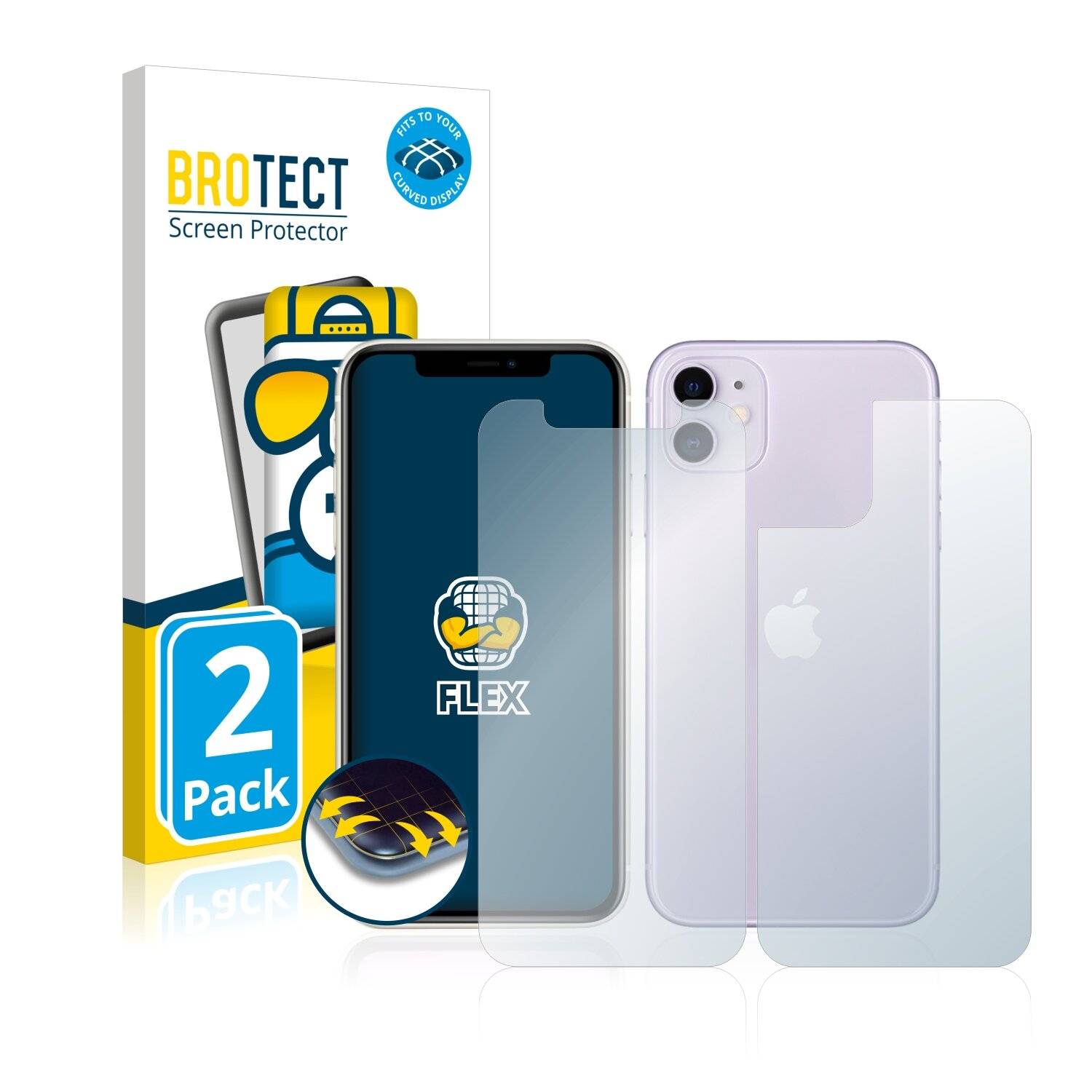 2x BROTECT Flex Full-Cover Displayschutzfolie für Apple iPhone 11 (Vorder +-0