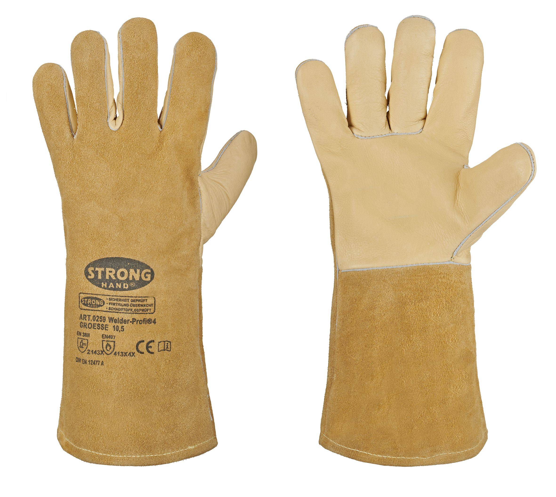 Stronghand Welder-Profi 4® Schweißerhandschuhe Größe XL / 10,5 Lange Robuste Hitzebeständige Echtleder-Schutzhandschuhe -1