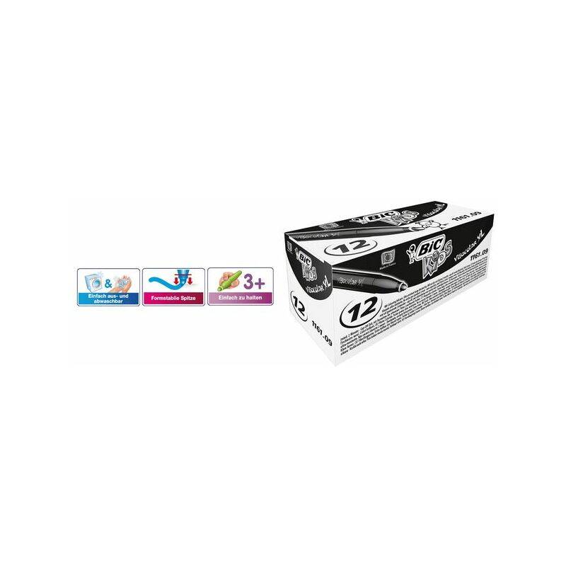 BIC KIDS Fasermaler "Visacolor XL", schwarz, 12 Stück-0
