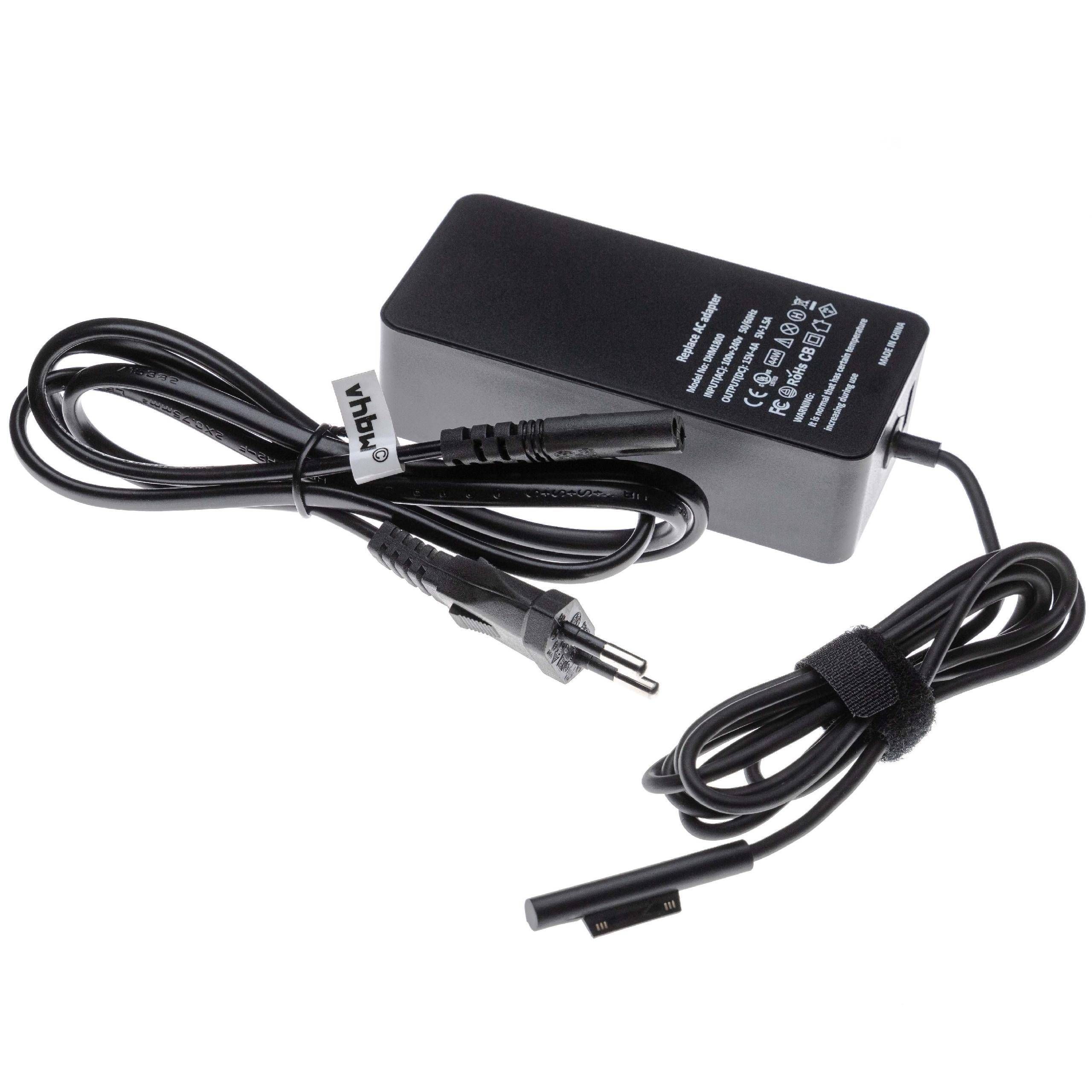 vhbw Netzteil Ladegerät kompatibel mit Microsoft Surface Pro 3, 4, 5 Tablet - mit USB Anschluss-2