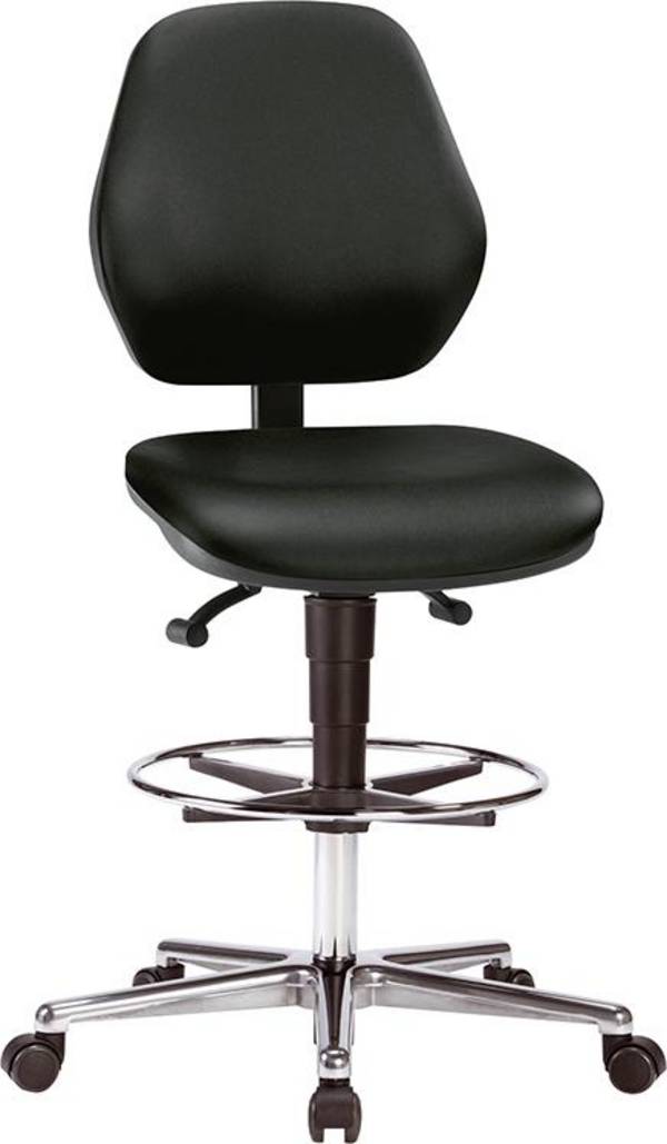 Bimos Arbeitsstuhl Kunstleder schwarz Sitzhöhe 620-870 mm mit Rollen / Fußring