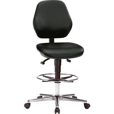 Bimos Arbeitsstuhl Kunstleder schwarz Sitzhöhe 620-870 mm mit Rollen / Fußring-0