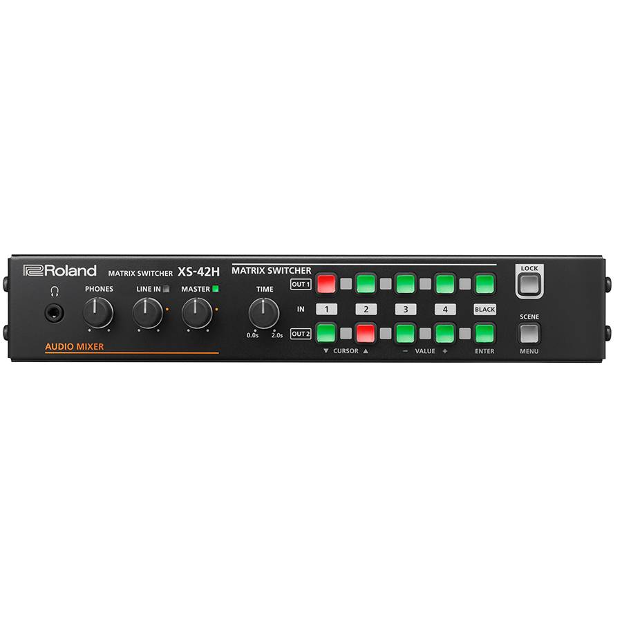 ROLAND XS-42H - Multi-Format HD Matrix Switcher (4x HDMI-In & 2x HDMI-Out | Audio-Mixer | RS-232 | LAN)-0