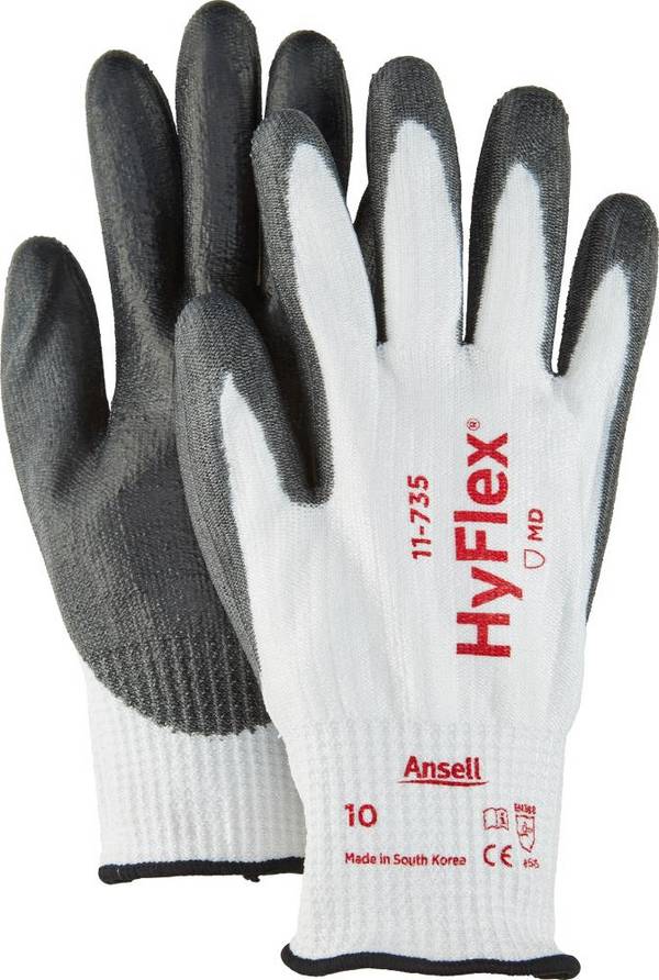 HyFlex® 11-735 Gr. 7 INTERCEPT-Technikgarn, PU-InnenhandBesch., weiß, EN 388