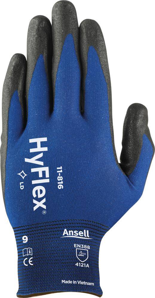 ANSELL Handschuh HyFlex 11-816 Kat. II schwarz/blau Gr. 11-0