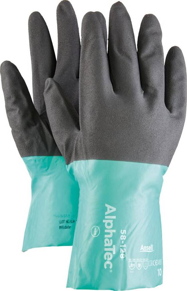 AlphaTec® 58-128 8 Chemikalienschutzhandschuhe, Nitril/Nylon, 280 mm EN 374,