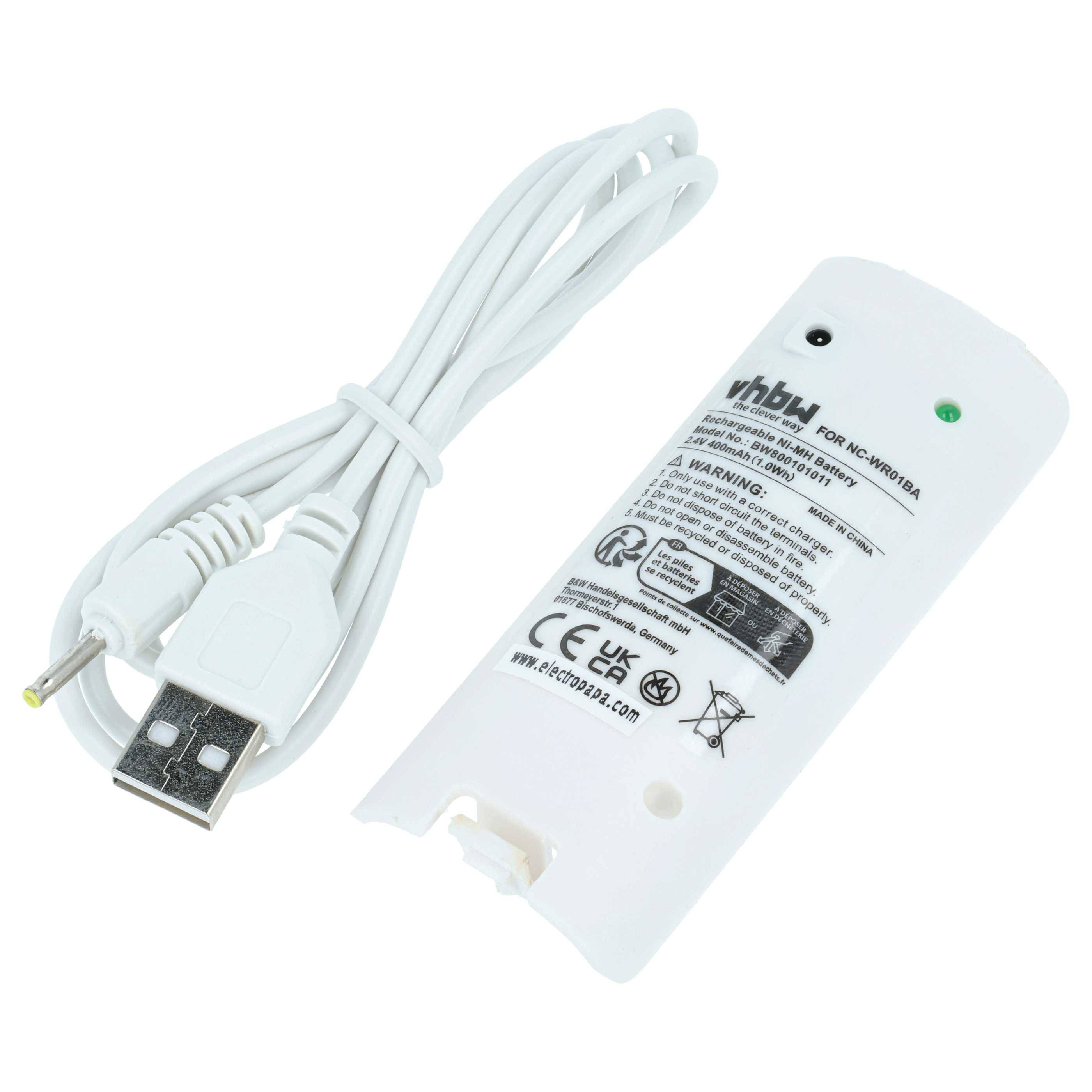 vhbw Akku kompatibel mit Nintendo Wii Controller | Remote Plus Gamepad Controller (400 mAh, 2,4 V, NiMH)-0