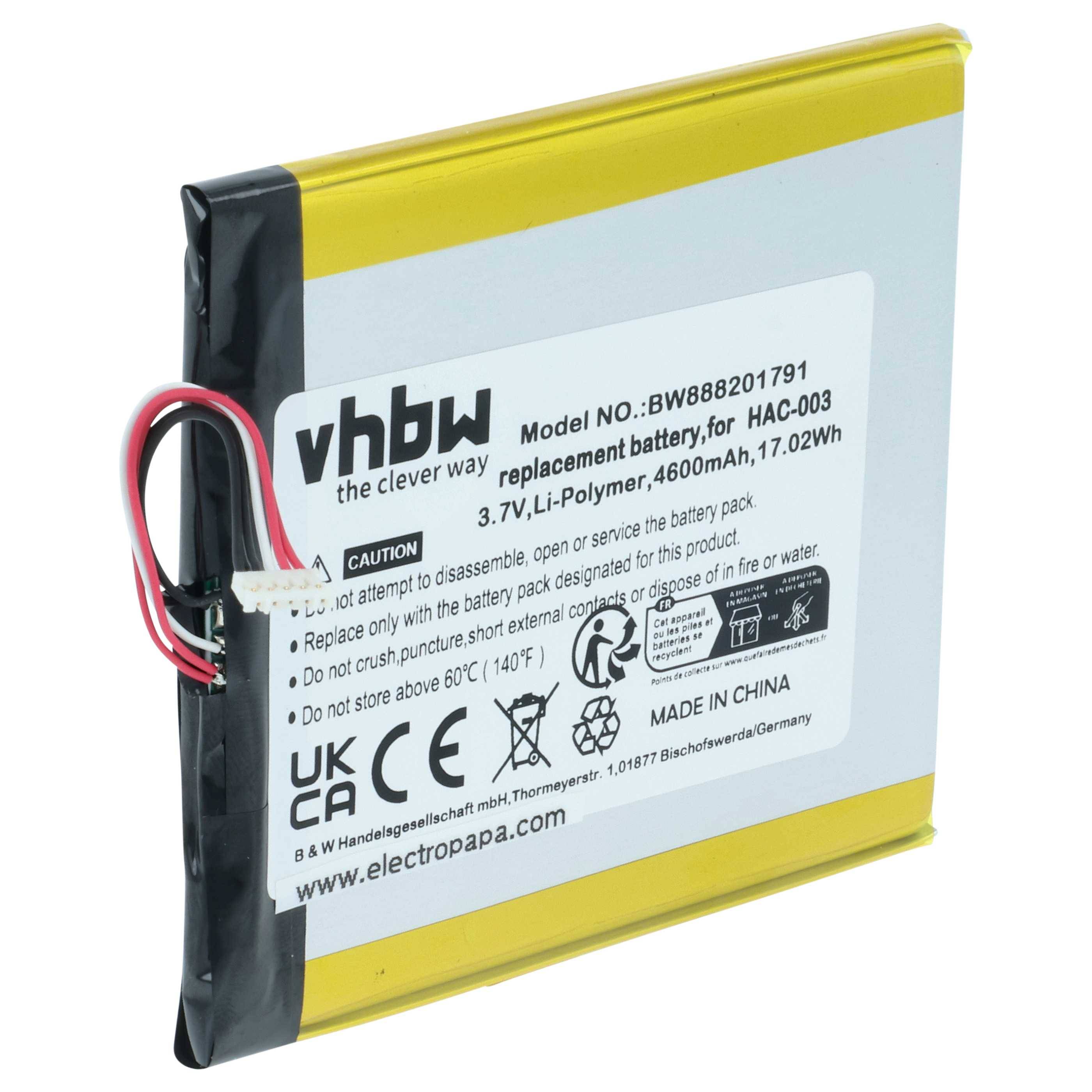 vhbw 1x Akku Ersatz für Nintendo HAC-A-BPHAT-C0 | HAC-003 für Spielekonsole (4600 mAh, 3,7 V, Li-Polymer)-0
