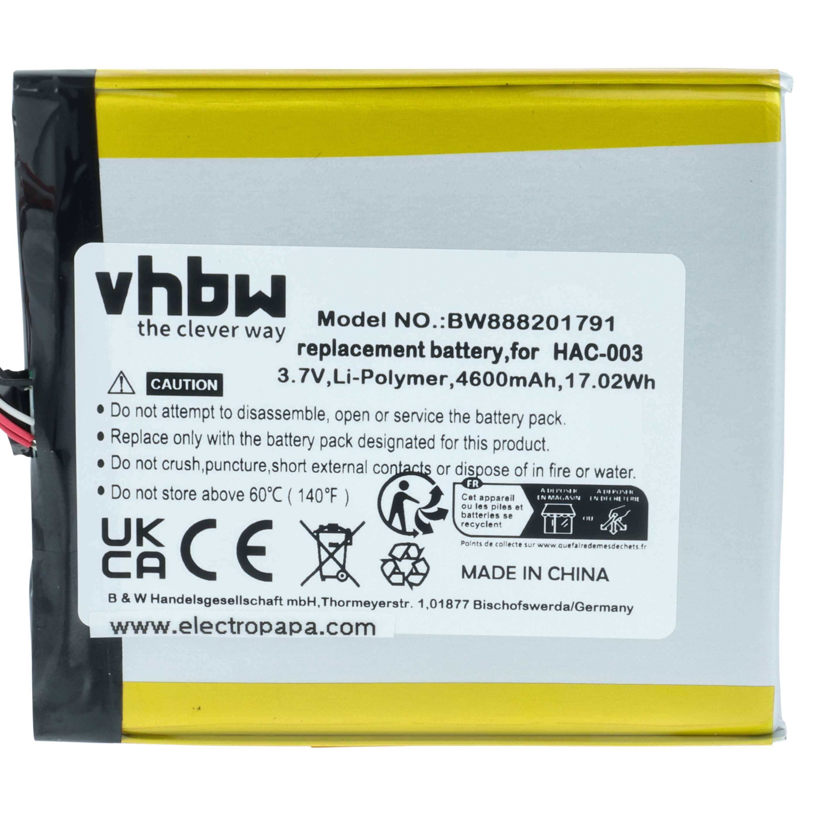 vhbw 1x Akku Ersatz für Nintendo HAC-A-BPHAT-C0 | HAC-003 für Spielekonsole (4600 mAh, 3,7 V, Li-Polymer)-3