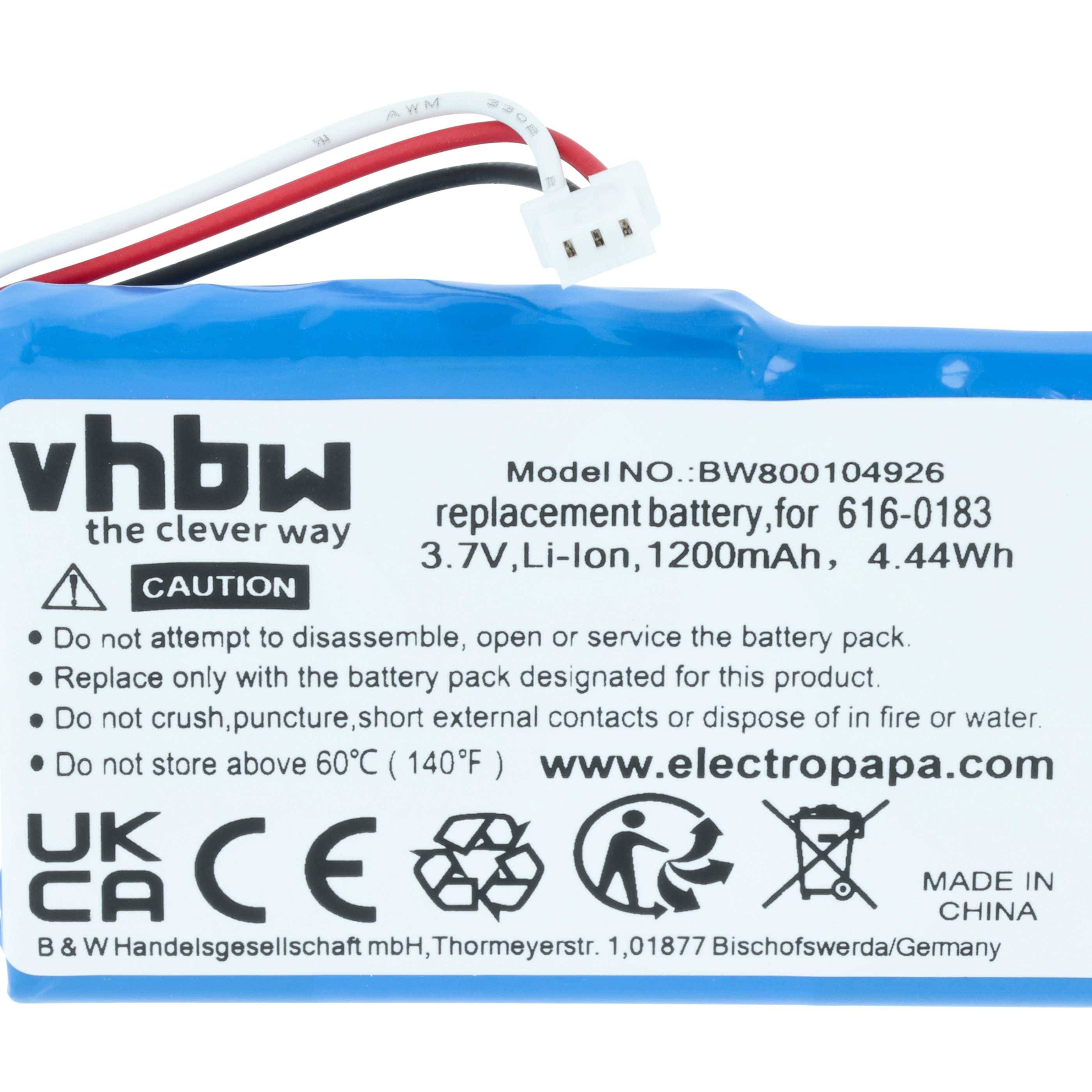 vhbw Akku kompatibel mit Apple iPod Photo 30GB M9829X/A | 30GB M9829Z/A, 40GB M9585 MP3-Player Musik Player (1200 mAh, 3-3