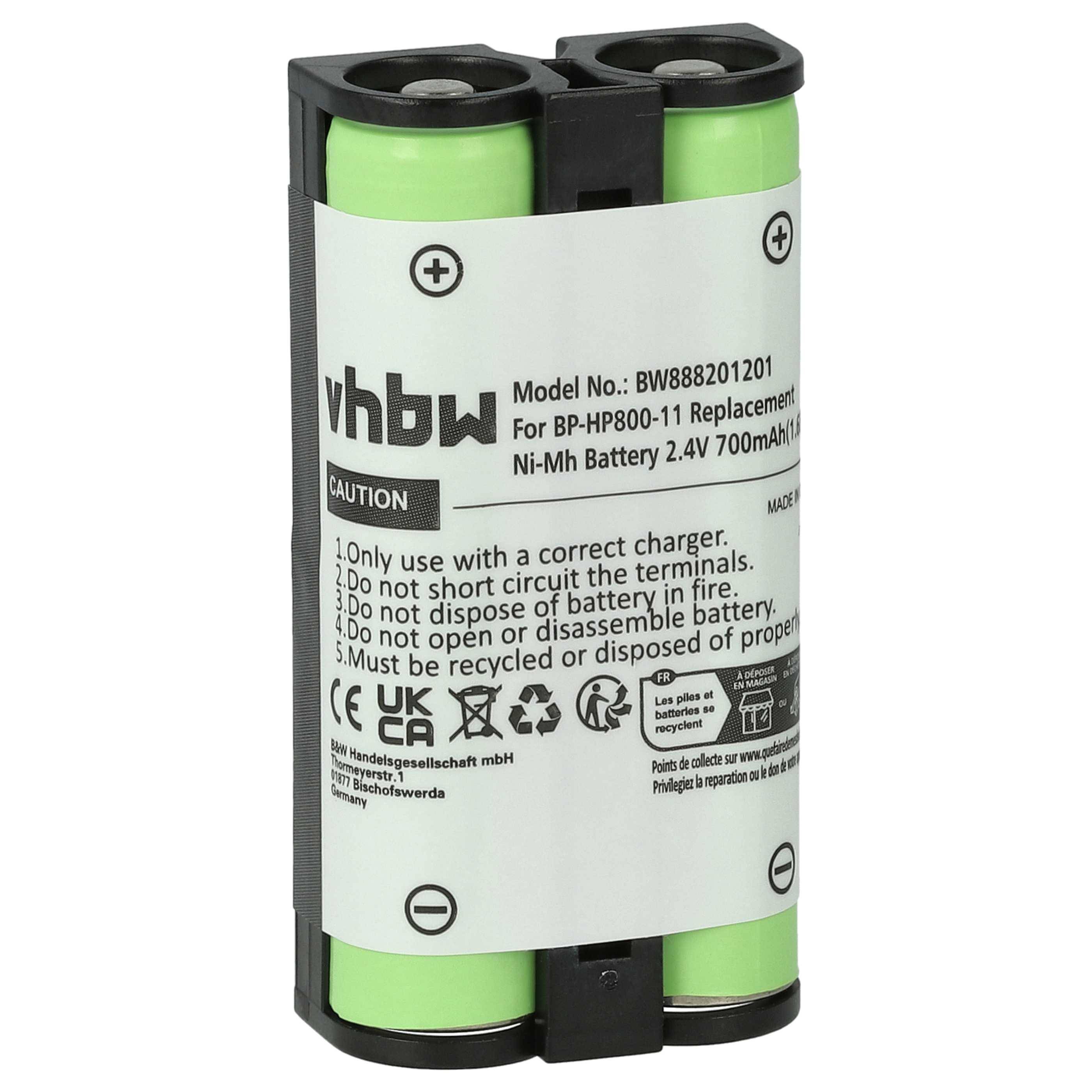 vhbw Akku kompatibel mit Sony MDR-RF895 | MDR-RF955, MDR-RF955RK, MDR-RF4000 Wireless Headset Kopfhörer (700mAh, 2,4V-0