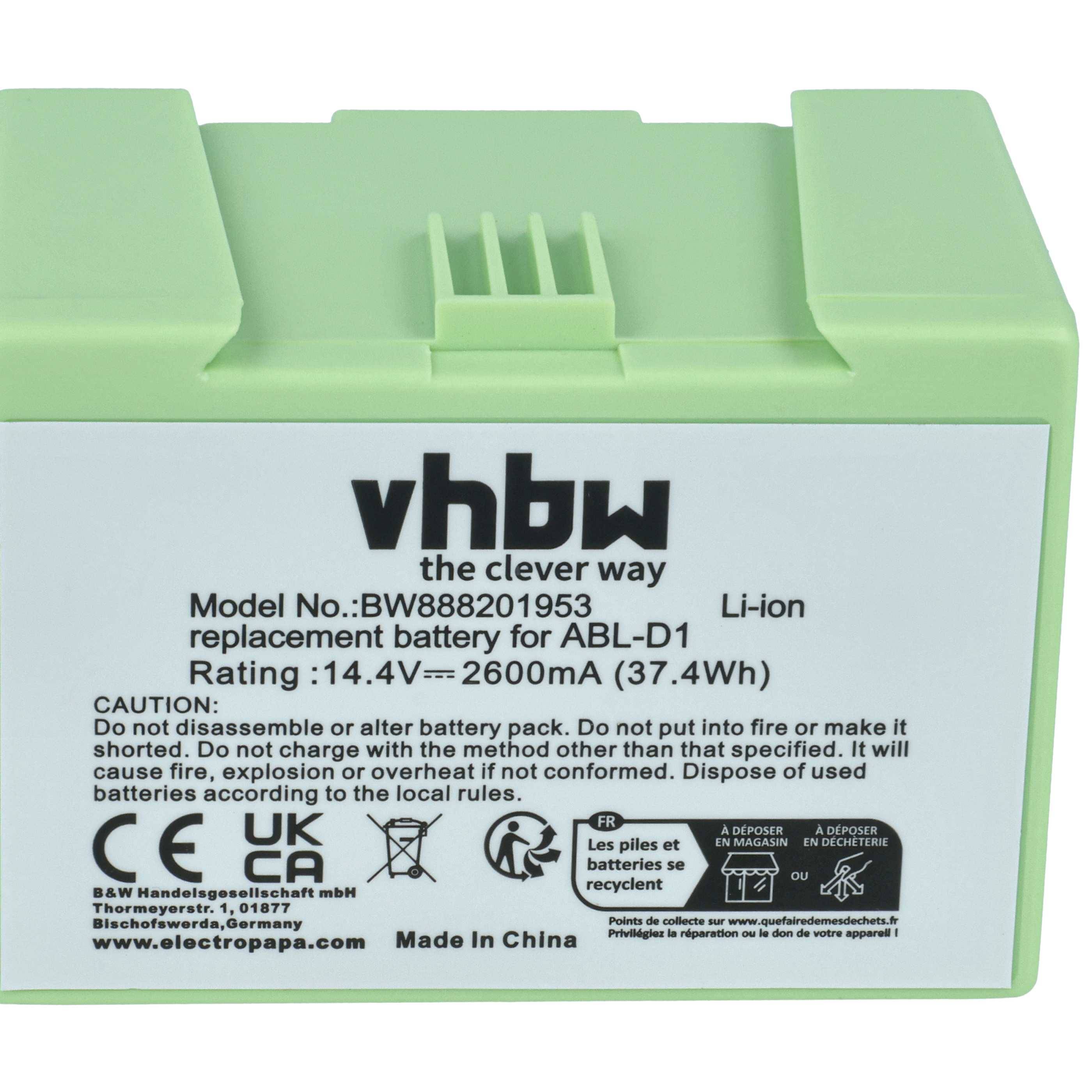 vhbw Akku kompatibel mit iRobot Roomba e6134 | e515840, e515440, e515240, e6, e5154, e5158 Saugroboter Schwarz (2600 mAh-3