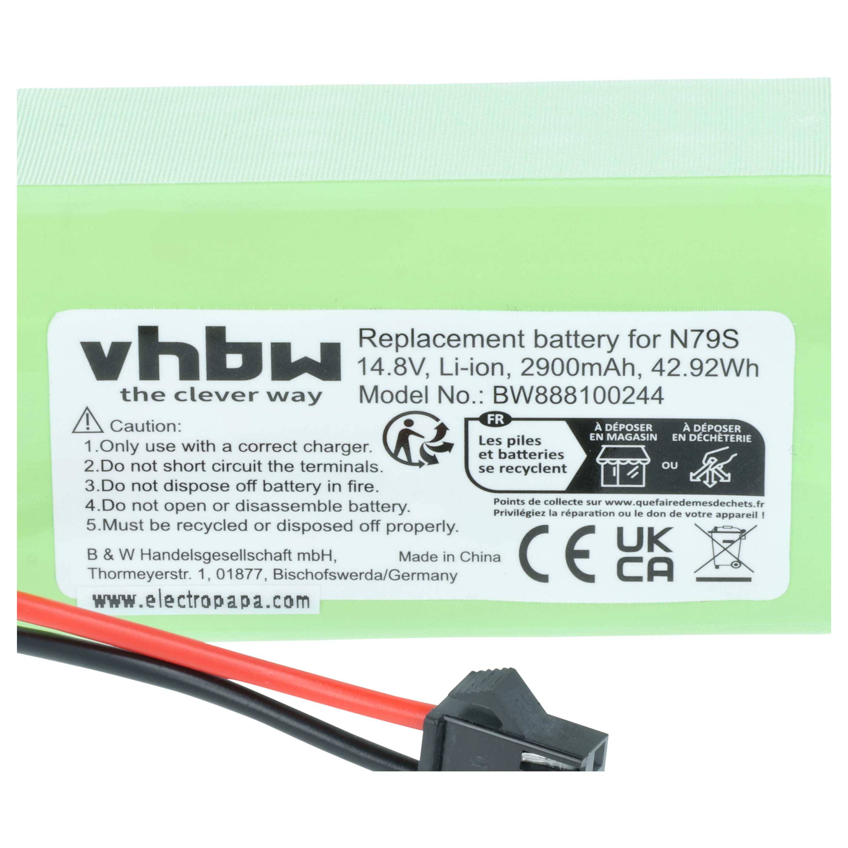 vhbw 1x Akku kompatibel mit Eufy RoboVac R500 Saugroboter (2900 mAh, 14,8 V, Li-Ion)-2