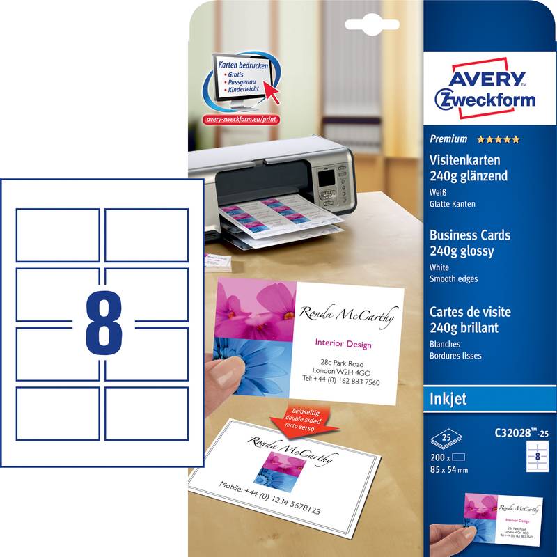 AVERY Zweckform Premium Visitenkarten, glänzend-0