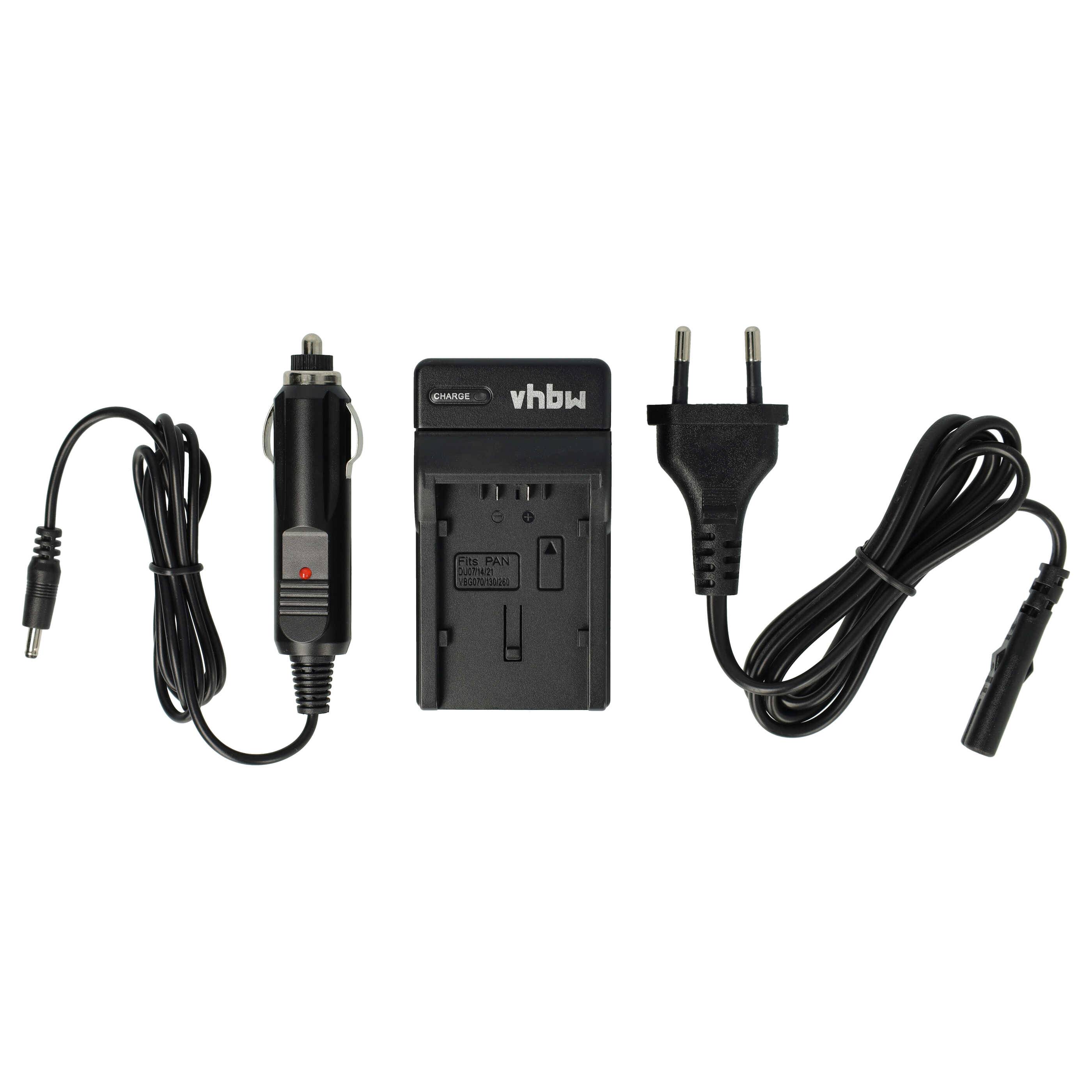 vhbw Ladegerät kompatibel mit Panasonic VW-VBG6, VW-VBG6E Kamera Camcorder/Akku - Ladeschale, Kfz-Adapter, Ladeanzeige-0