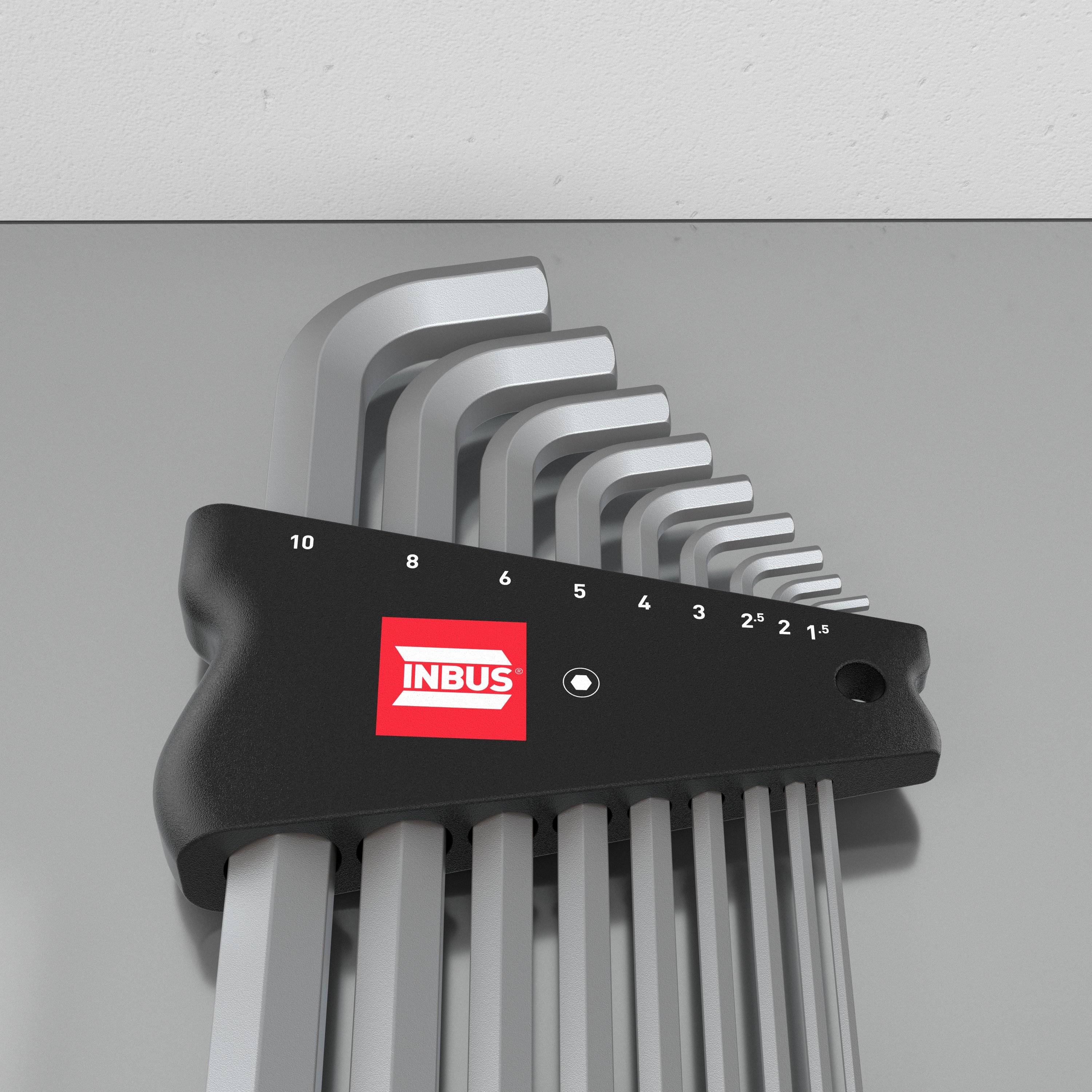 INBUS® Innen-Sechskant Winkelschraubendreher-Set 100° mit Kugelkopf 9teilig 1.5 bis 10 mm XL - Made in Germany-4