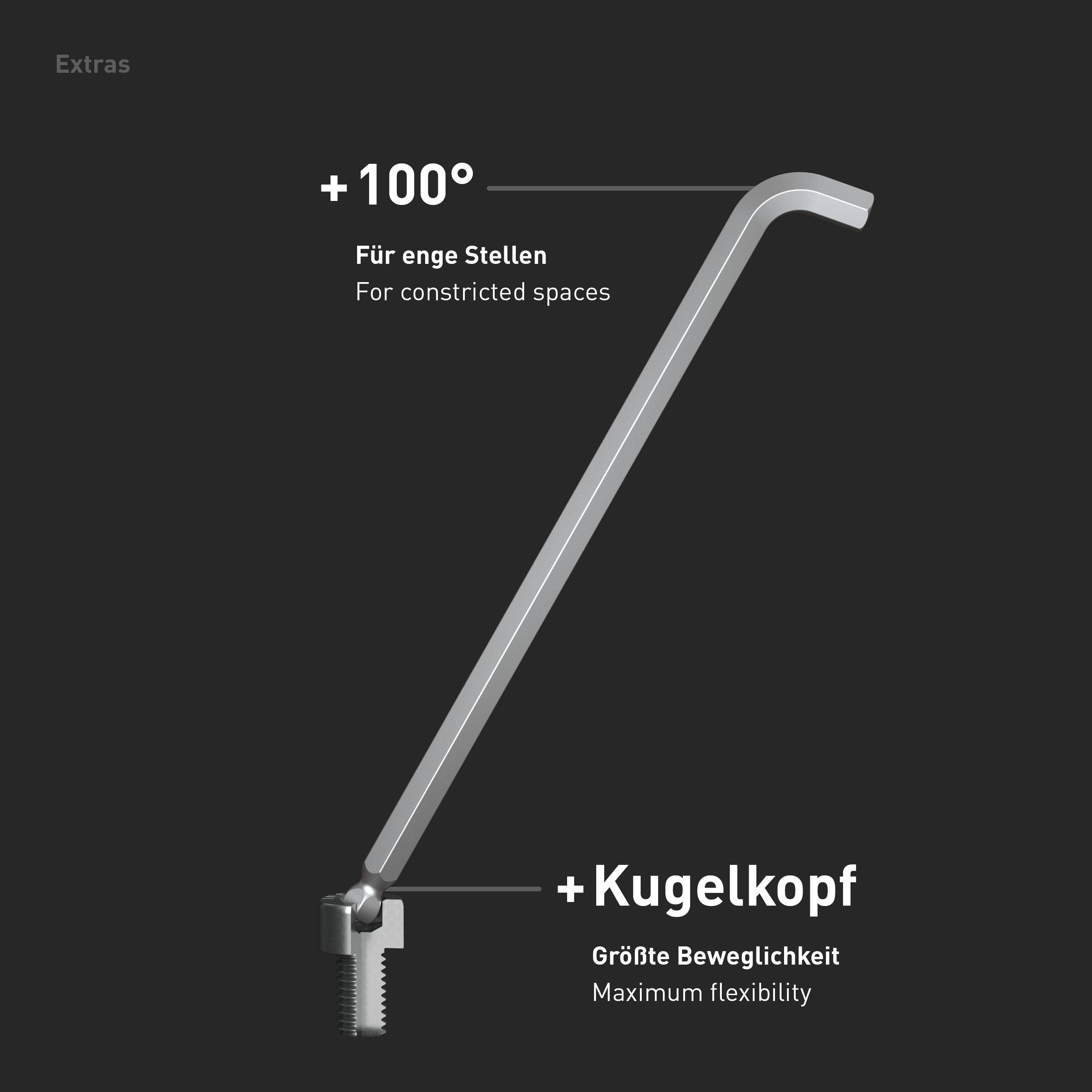 INBUS® Innen-Sechskant Winkelschraubendreher-Set 100° mit Kugelkopf 9teilig 1.5 bis 10 mm XL - Made in Germany-5