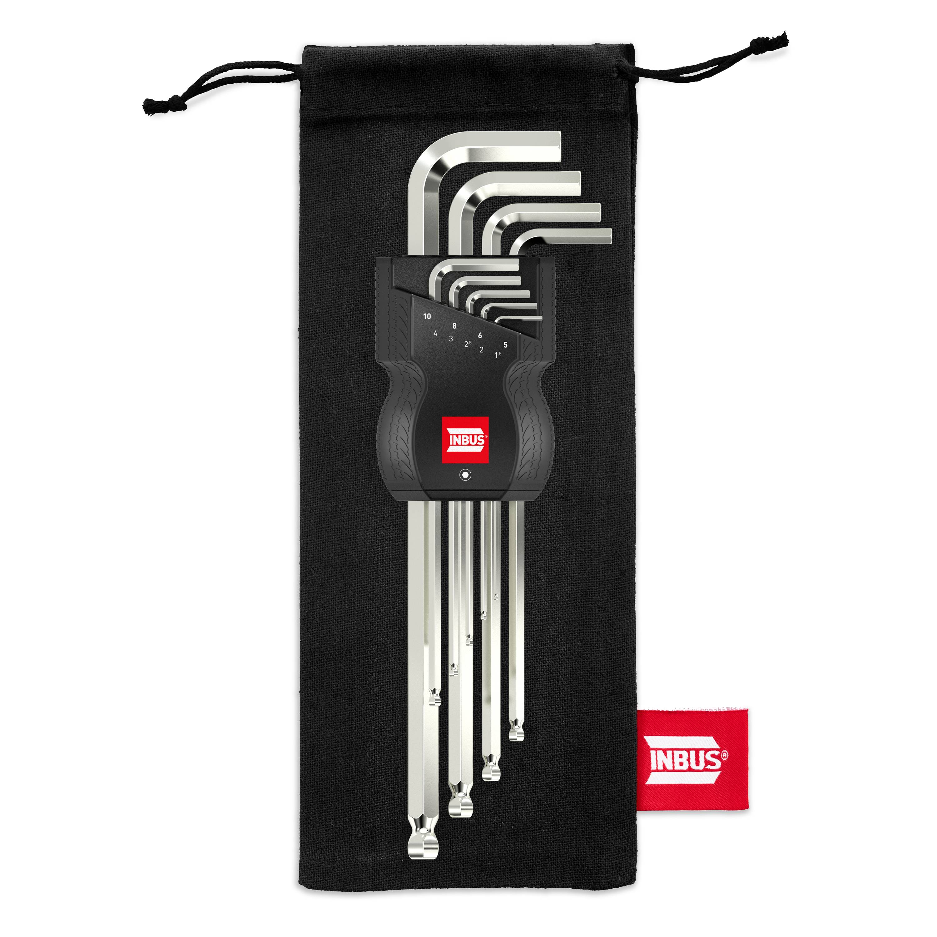 INBUS® Innen-Sechskant Winkelschraubendreher-Set mit Kugelkopf 9teilig 1.5 bis 10 mm XL - Made in Germany-4
