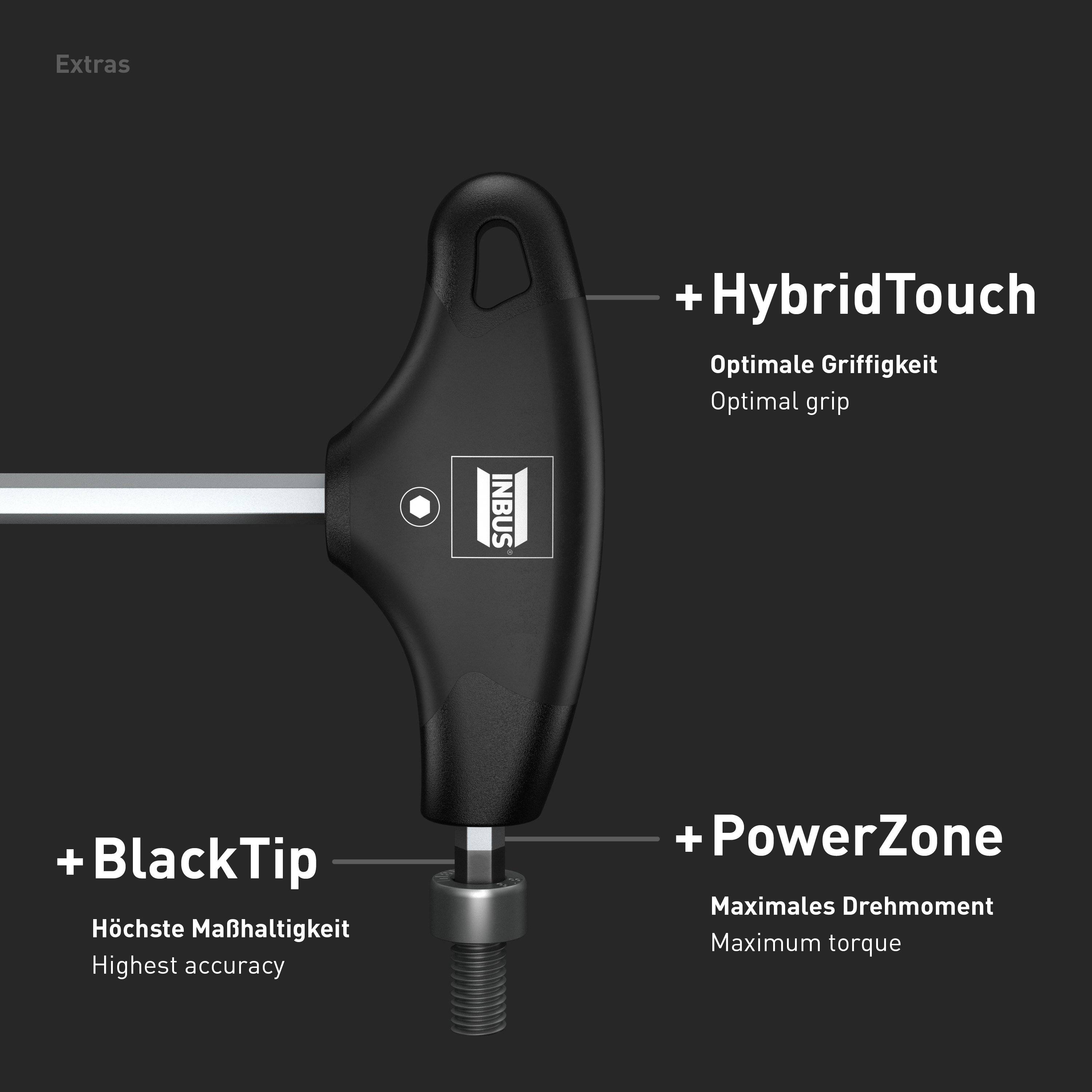 INBUS® Innen-Sechskant Winkelschraubendreher-Set T-Griff mit HybridTouch 8tlg. 2 bis 10 mm - Made in Germany-5