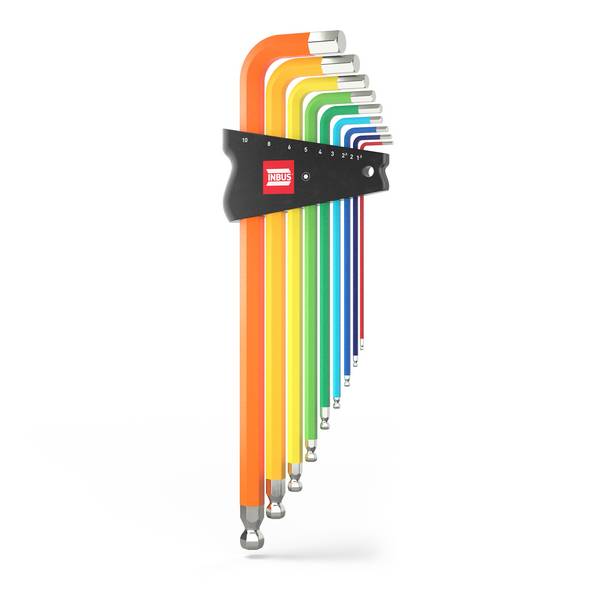 INBUS® 70273 Innen-Sechskant Winkelschraubendreher-Set mit ColorGrip & Kugelkopf 9tlg., 1.5 bis 10 mm - Made in Germany