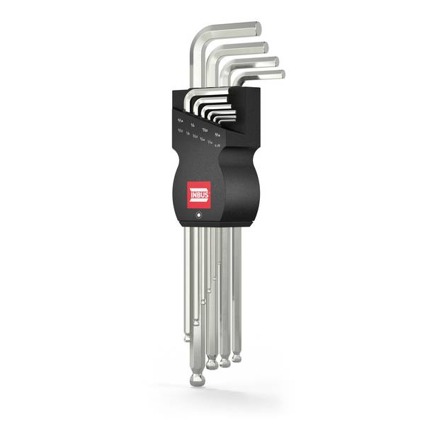 INBUS® Innen-Sechskant Winkelschraubendreher-Set mit Kugelkopf 10tlg. 0.055/16 Zoll XL - Made in Germany