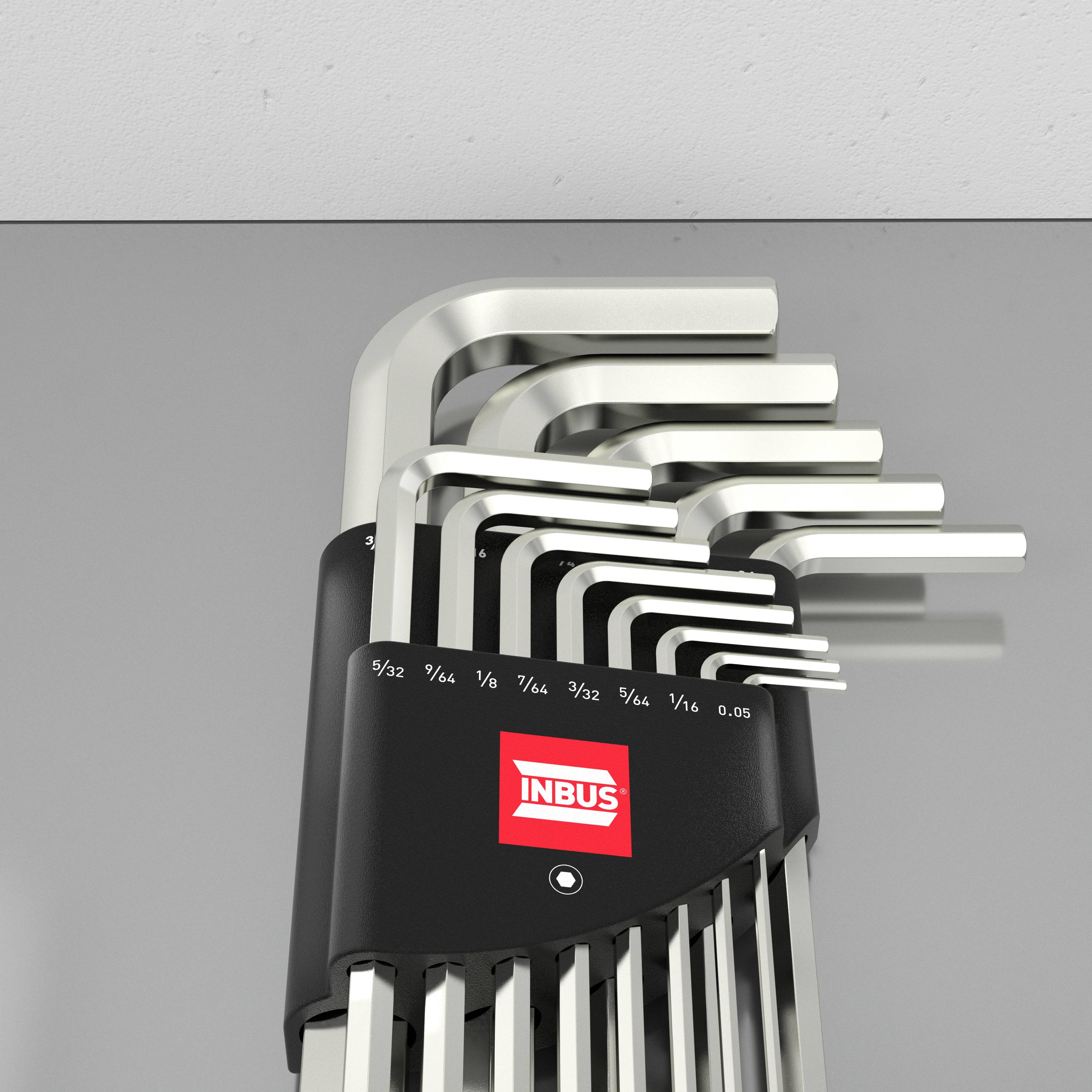 INBUS® Innen-Sechskant Winkelschraubendreher-Set mit Kugelkopf 13tlg. 0.053/8 Zoll - Made in Germany-4