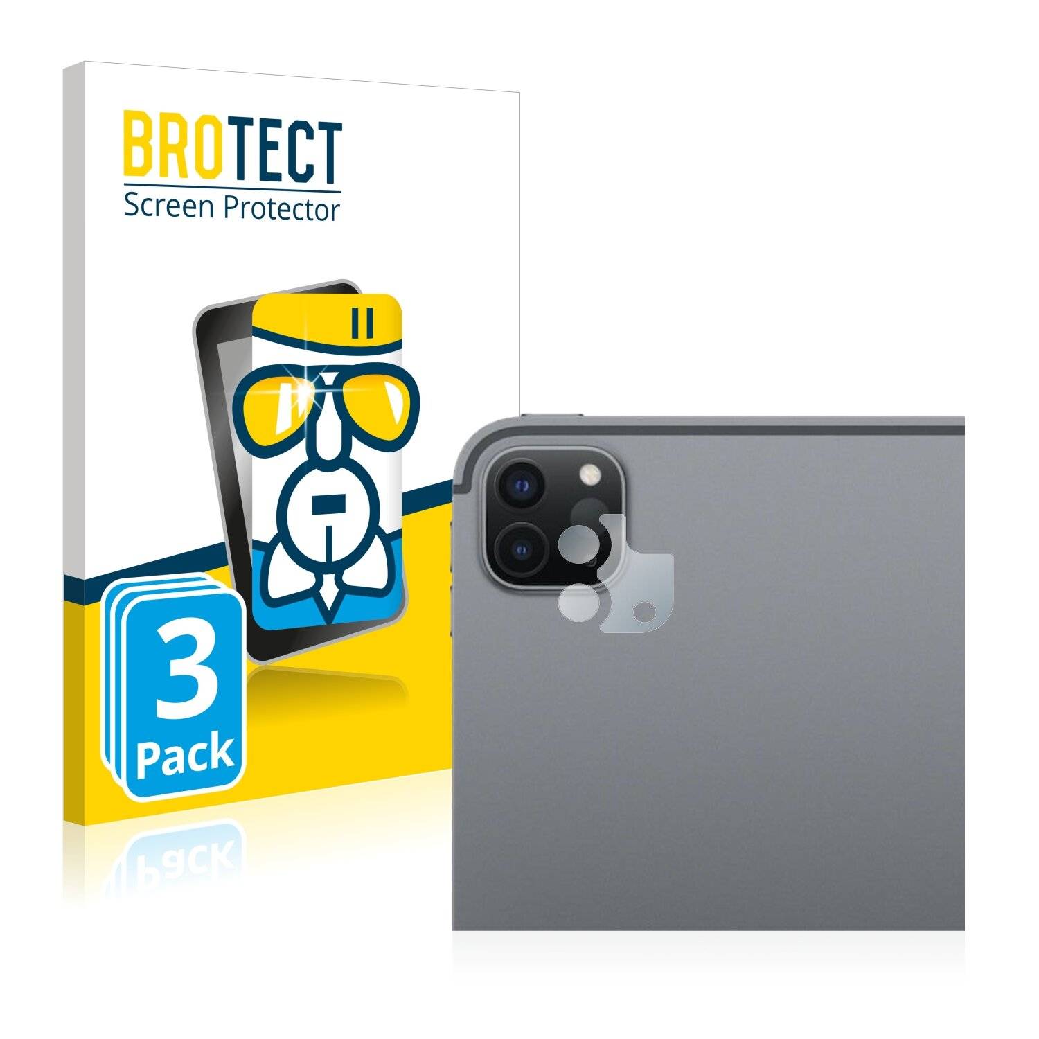 3x BROTECT AirGlass Schutzglas Folie für Apple iPad Pro 11 WiFi Cellular 2020 (NUR Kamera, 2.-0