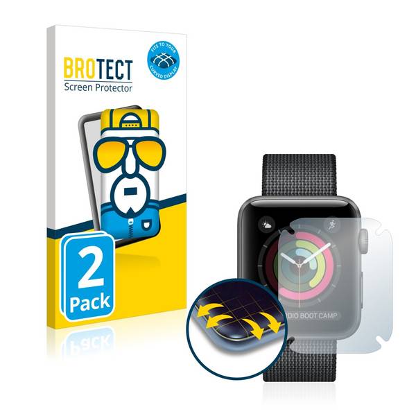 2x BROTECT Flex Full-Cover Displayschutzfolie für Apple Watch Series 2 (42