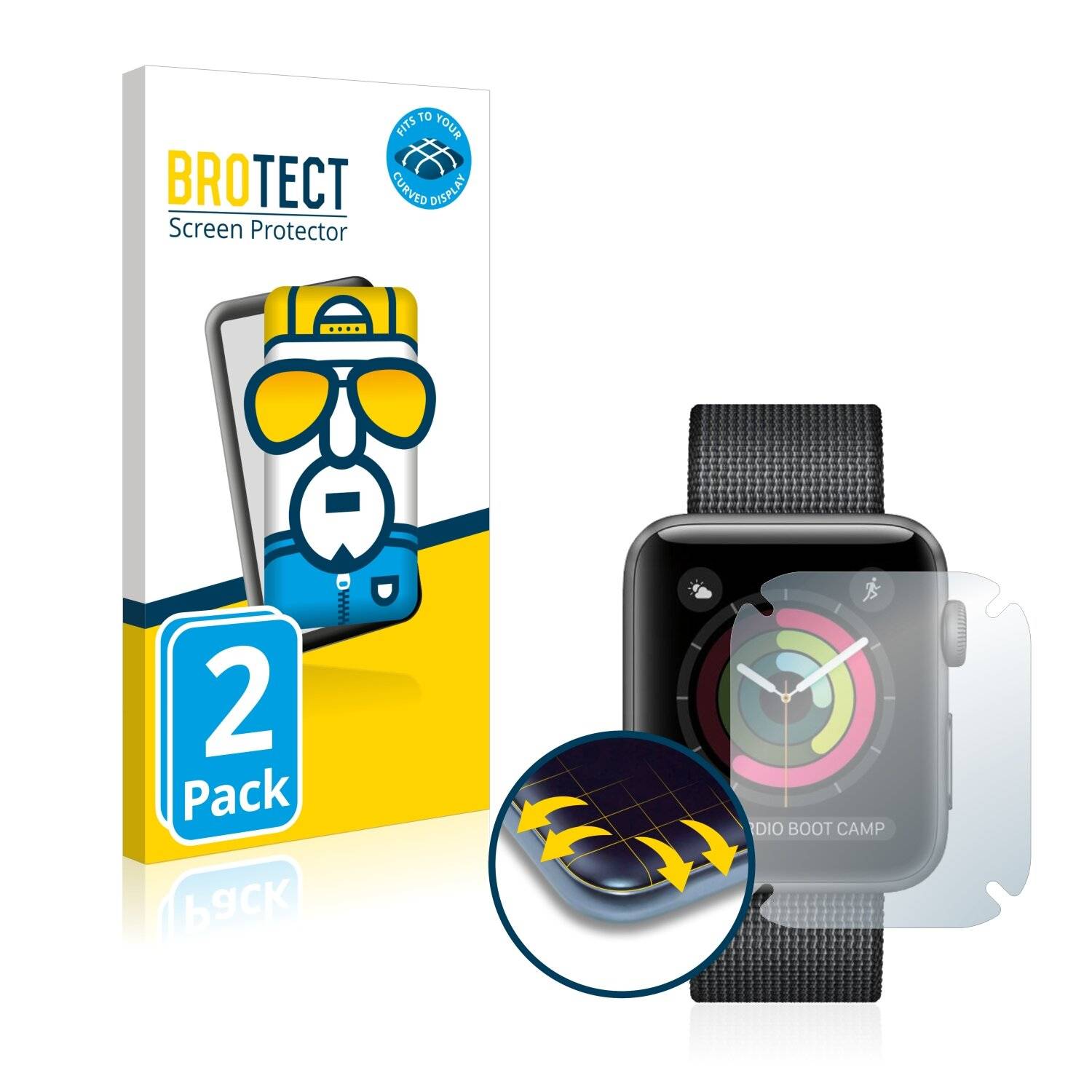 2x BROTECT Flex Full-Cover Displayschutzfolie für Apple Watch Series 2 (42-0