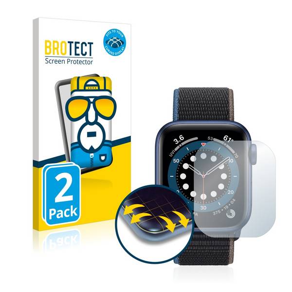 2x BROTECT Flex Full-Cover Displayschutzfolie für Apple Watch Series 6 (44