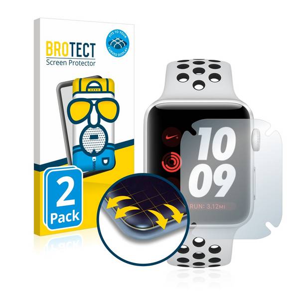 2x BROTECT Flex Matte Full-Cover Displayschutzfolie für Apple Watch Nike Plus Series 3 (38