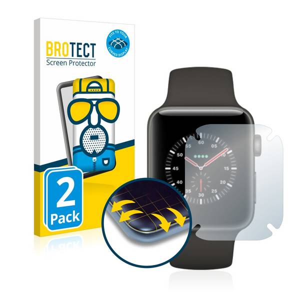 2x BROTECT Flex Matte Full-Cover Displayschutzfolie für Apple Watch Edition Series 3 (38