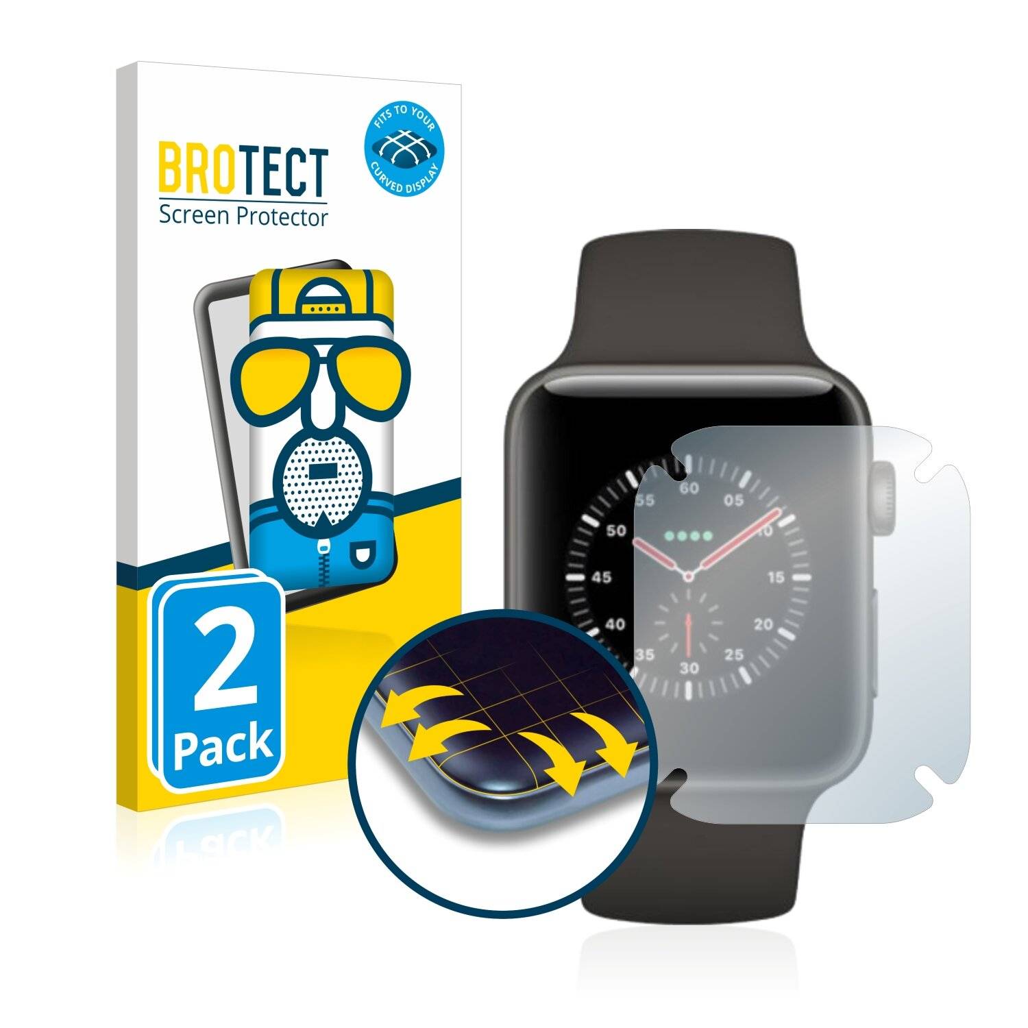 2x BROTECT Flex Matte Full-Cover Displayschutzfolie für Apple Watch Edition Series 3 (38-0