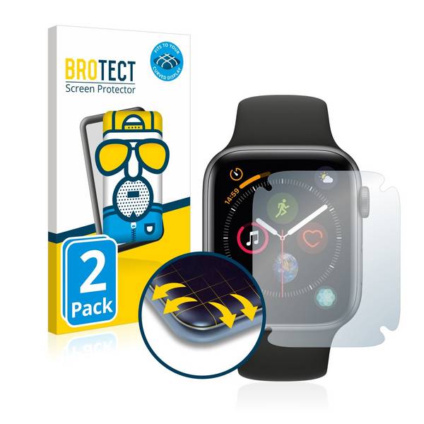 2x BROTECT Flex Matte Full-Cover Displayschutzfolie für Apple Watch Series 4 (44