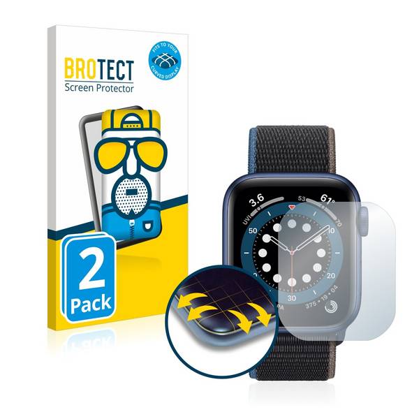 2x BROTECT Flex Matte Full-Cover Displayschutzfolie für Apple Watch Series 6 (44