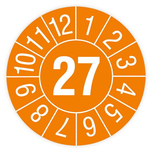 Prüfplakette, Jahr mit Monaten, Jahr 2027, Standardfolie, Ø 30 mm, Heft-0