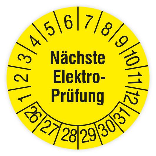 Prüfplakette, Nächste Elektro-Prüfung, 2026, Standardfolie, Ø 15 mm, Heft-0