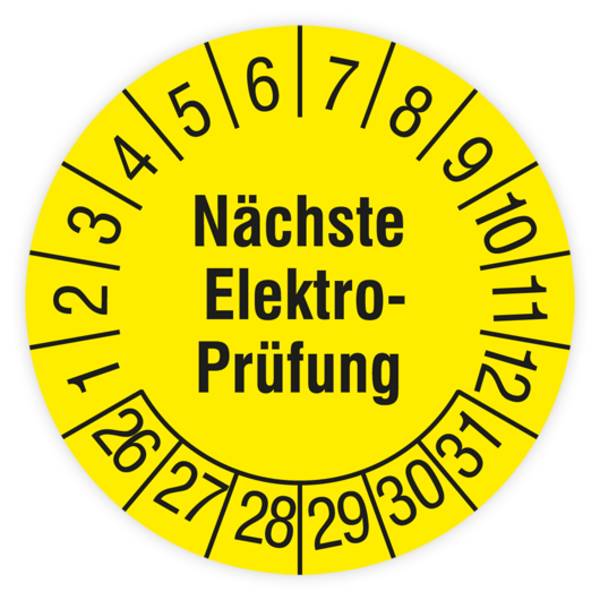 Prüfplakette, Nächste Elektro-Prüfung, 2026, Standardfolie, Ø 15 mm, Heft