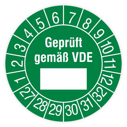 Prüfplakette, Geprüft gemäß VDE, 2027, Standardfolie, Ø 30 mm, Heft-0