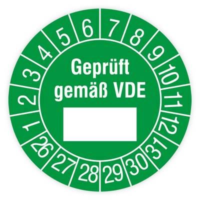 Prüfplakette, Geprüft gemäß VDE, 2026, Standardfolie, Ø 30 mm, Heft-0