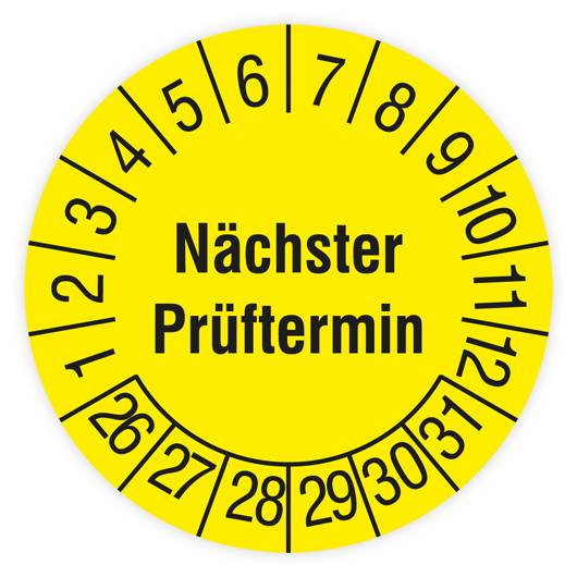 Prüfplakette, Nächster Prüftermin, 2026, Standardfolie, Ø 15 mm, Heft-0
