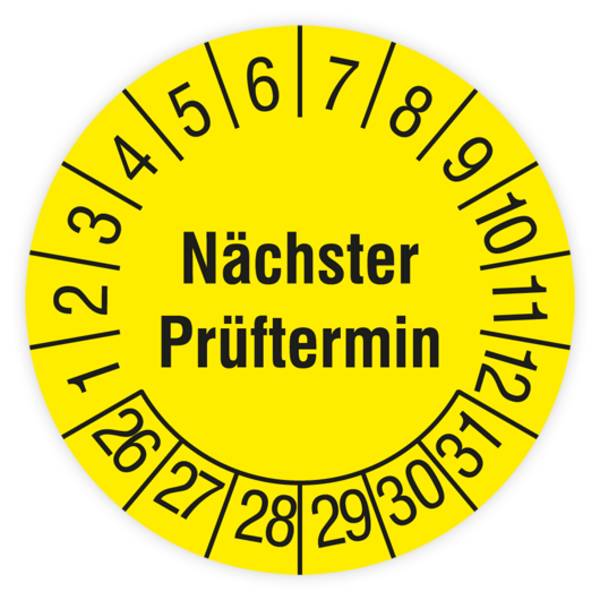 Prüfplakette, Nächster Prüftermin, 2026, Standardfolie, Ø 15 mm, Heft